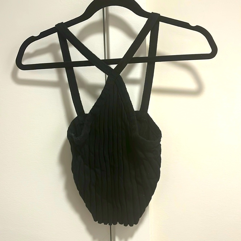 Black halter-like top